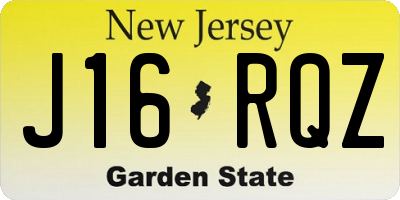 NJ license plate J16RQZ