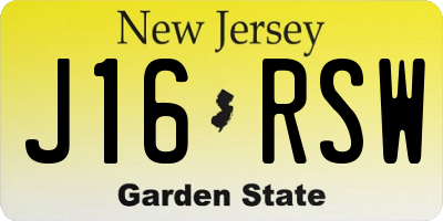 NJ license plate J16RSW