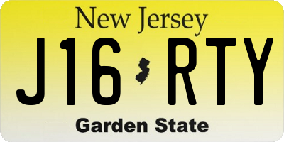 NJ license plate J16RTY