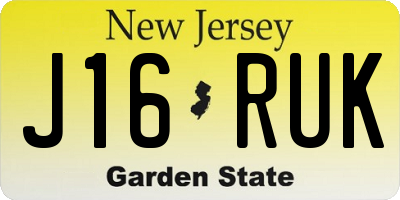 NJ license plate J16RUK