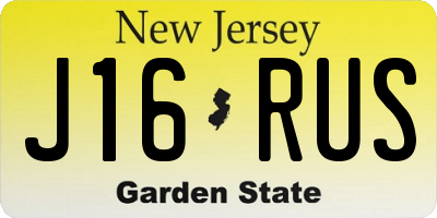 NJ license plate J16RUS
