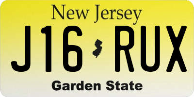 NJ license plate J16RUX