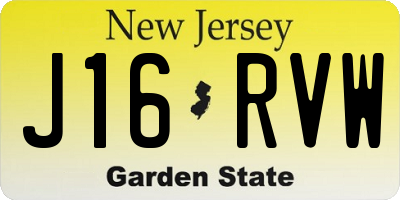 NJ license plate J16RVW