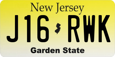 NJ license plate J16RWK