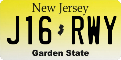 NJ license plate J16RWY