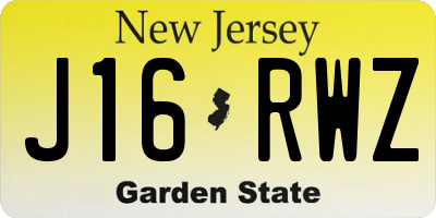 NJ license plate J16RWZ