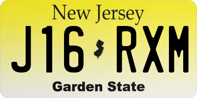 NJ license plate J16RXM