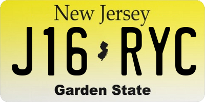 NJ license plate J16RYC