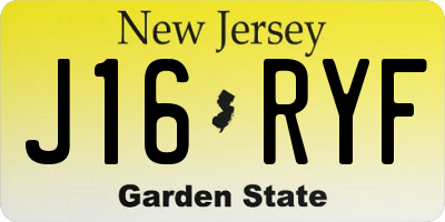NJ license plate J16RYF