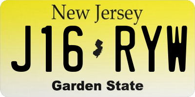 NJ license plate J16RYW