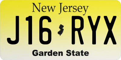 NJ license plate J16RYX