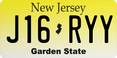 NJ license plate J16RYY