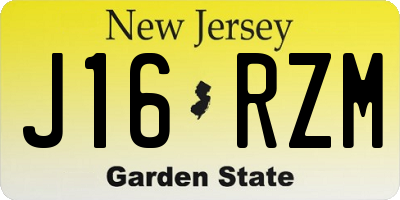 NJ license plate J16RZM