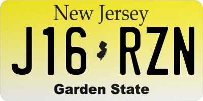 NJ license plate J16RZN