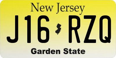 NJ license plate J16RZQ