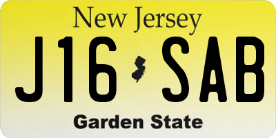 NJ license plate J16SAB