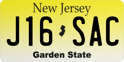 NJ license plate J16SAC