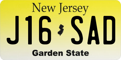 NJ license plate J16SAD
