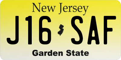 NJ license plate J16SAF