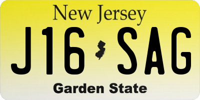 NJ license plate J16SAG