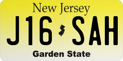 NJ license plate J16SAH