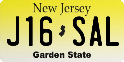 NJ license plate J16SAL