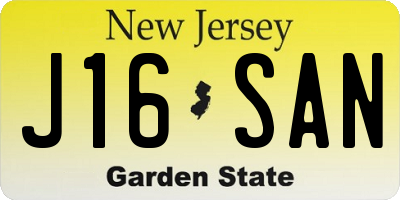 NJ license plate J16SAN
