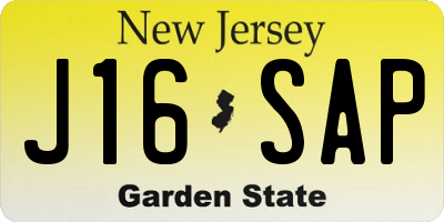 NJ license plate J16SAP