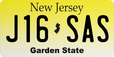 NJ license plate J16SAS