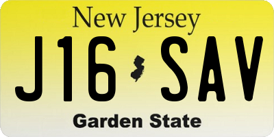 NJ license plate J16SAV