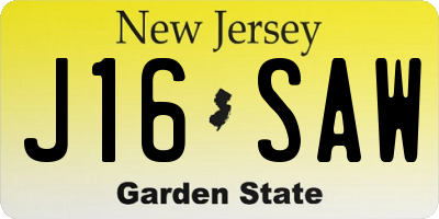 NJ license plate J16SAW