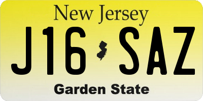NJ license plate J16SAZ