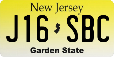 NJ license plate J16SBC