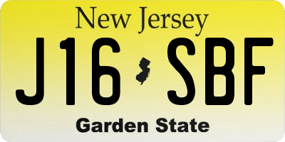 NJ license plate J16SBF