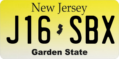 NJ license plate J16SBX