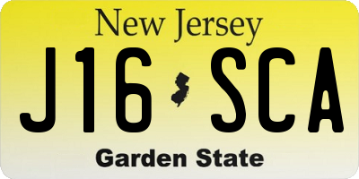 NJ license plate J16SCA