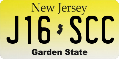 NJ license plate J16SCC