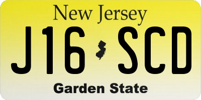 NJ license plate J16SCD