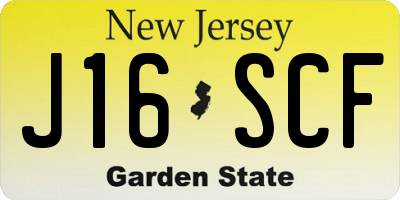 NJ license plate J16SCF