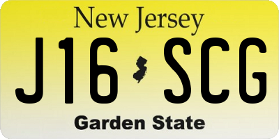 NJ license plate J16SCG