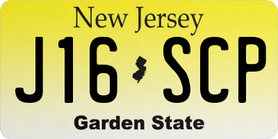 NJ license plate J16SCP
