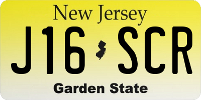 NJ license plate J16SCR