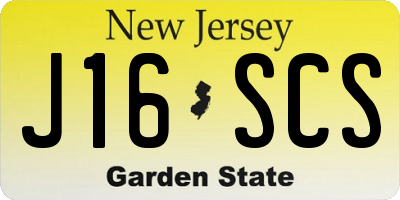 NJ license plate J16SCS