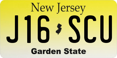 NJ license plate J16SCU