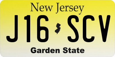 NJ license plate J16SCV