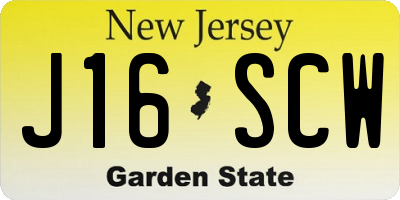 NJ license plate J16SCW