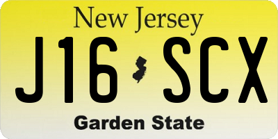 NJ license plate J16SCX