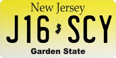 NJ license plate J16SCY