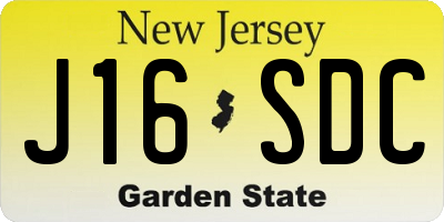 NJ license plate J16SDC