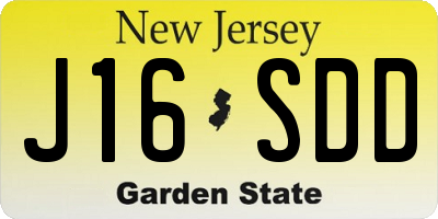 NJ license plate J16SDD